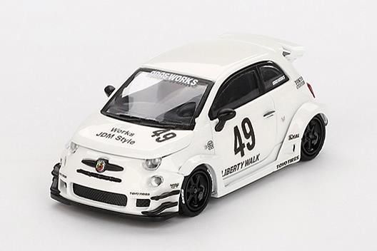 MINI GT 1/64 (ダイキャスト製) アバルト 595 LB-WORKS x Abas Works ガラ ホワイト(左ハンドル) ※ブリスタータイプ