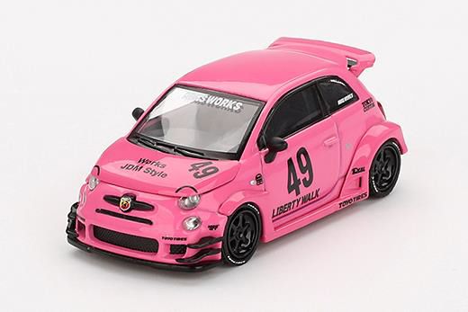 MINI GT 1/64 (ダイキャスト製) アバルト 595 LB-WORKS x Abas Works ピンク(左ハンドル) ※ブリスタータイプ