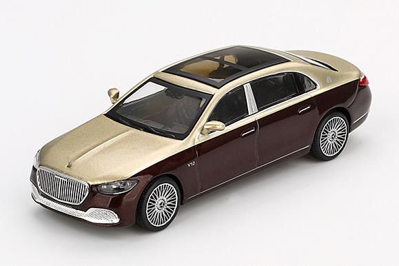 MINI GT 1/64 (ダイキャスト製) メルセデス マイバッハ S680 ゴールド/ダークレッドメタリック(左ハンドル) ※ブリスタータイプ