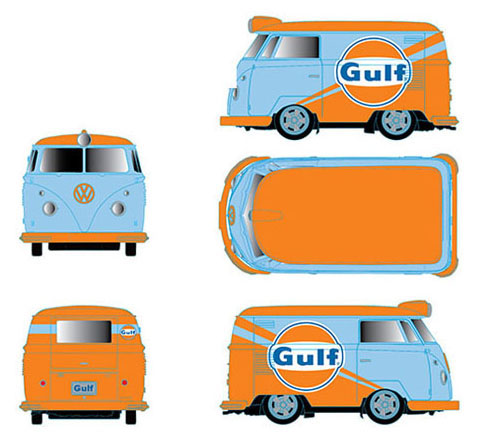 M2 Machines 1/64 (ダイキャスト製) 1960 フォルクスワーゲン デリバリーバン Gulf ブルー／オレンジ ※並行輸入品