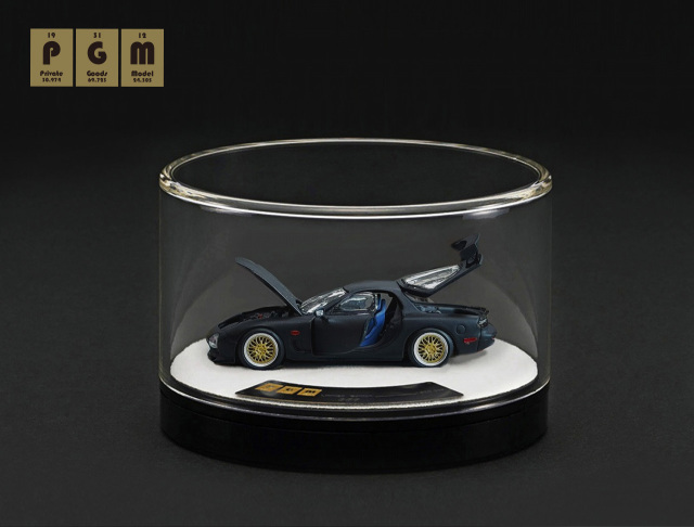 [予約]PGM 1/64 (ダイキャスト製) Mazda RX-7 Matte Black-Rotating display ※回転台座バージョン