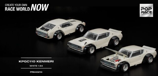 [予約]POP RACE 1/64 (ダイキャスト製) KPGC110 ケンメリ - ホワイト
