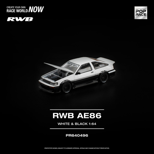 POP RACE 1/64 (ダイキャスト製) RWB AE86 ホワイト／ブラック
