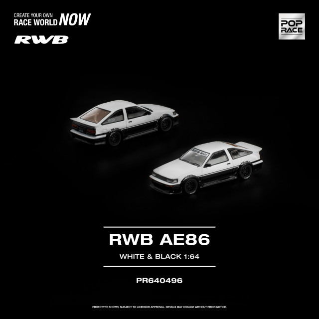 [予約]POP RACE 1/64 (ダイキャスト製) RWB AE86 ホワイト／ブラック