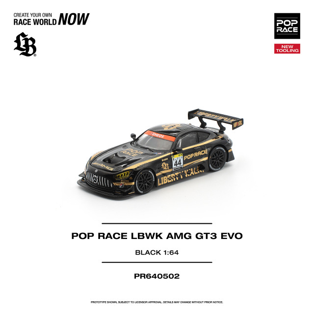 [予約]POP RACE 1/64 (ダイキャスト製) POP RACE LBWK AMG GT3 EVO ブラック