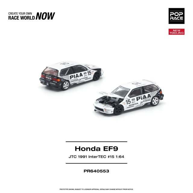 [予約]POP RACE 1/64 (ダイキャスト製) ホンダ シビック（EF9）#15 JTC 1991 InterTEC