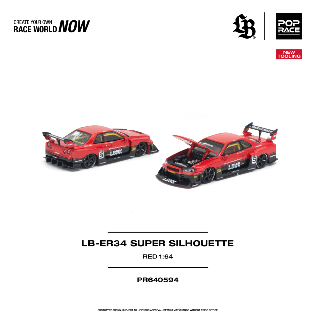 [予約]POP RACE 1/64 (ダイキャスト製) LB-ER34 スーパーシルエット レッド