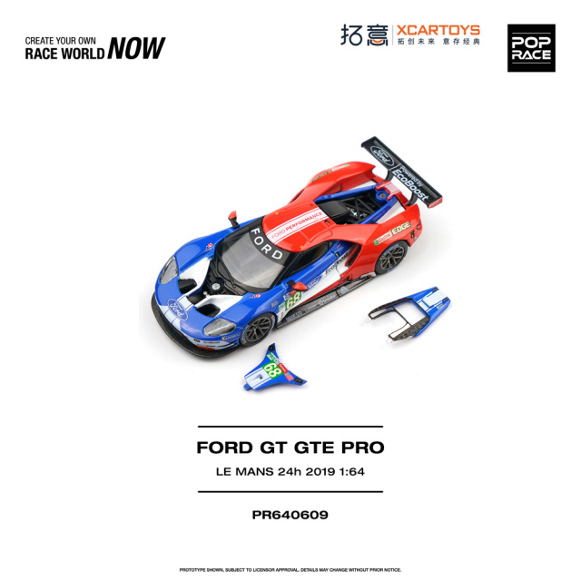 [予約]POP RACE 1/64 (ダイキャスト製) フォード GT GTE Pro ル・マン24時間 2019