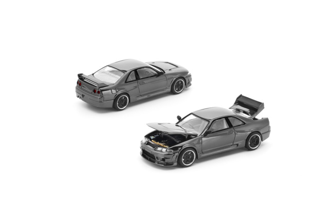 POP RACE 1/64 (ダイキャスト製) R33 GT-R DARK CHROME