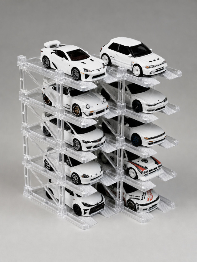 PITBOX 1/64 (プラスチック製) PITBOX 立体駐車場モジュール・クリア版