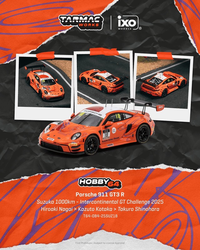 Tarmac(ターマック) 1/64 (ダイキャスト製) Porsche 911 GT3 R Suzuka