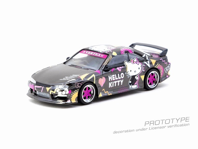 Tarmac(ターマック) 1/64 (ダイキャスト製) Vertex Nissan Silvia (S14) Sanrio Hello Kitty BLACK CHROME ※限定250個