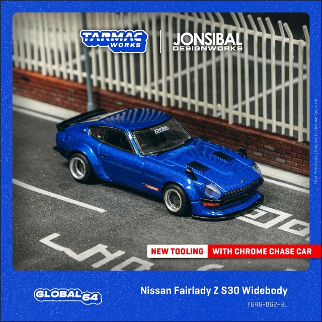 [予約]Tarmac(ターマック) 1/64 (ダイキャスト製) Nissan Fairlady Z S30 Widebody - Designed by Jon Sibal Blue