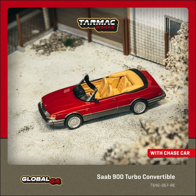 [予約]Tarmac(ターマック) 1/64 (ダイキャスト製) Saab 900 Turbo Convertible レッド