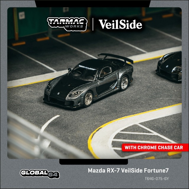 [予約]Tarmac(ターマック) 1/64 (ダイキャスト製) Mazda RX-7 VeilSide Fortune7 Grey metallic / Black