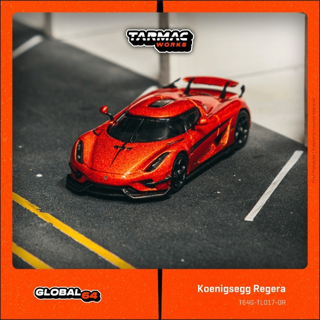 [予約]Tarmac(ターマック) 1/64 (ダイキャスト製) Koenigsegg Regera  Orange Metallic / Black Stripes