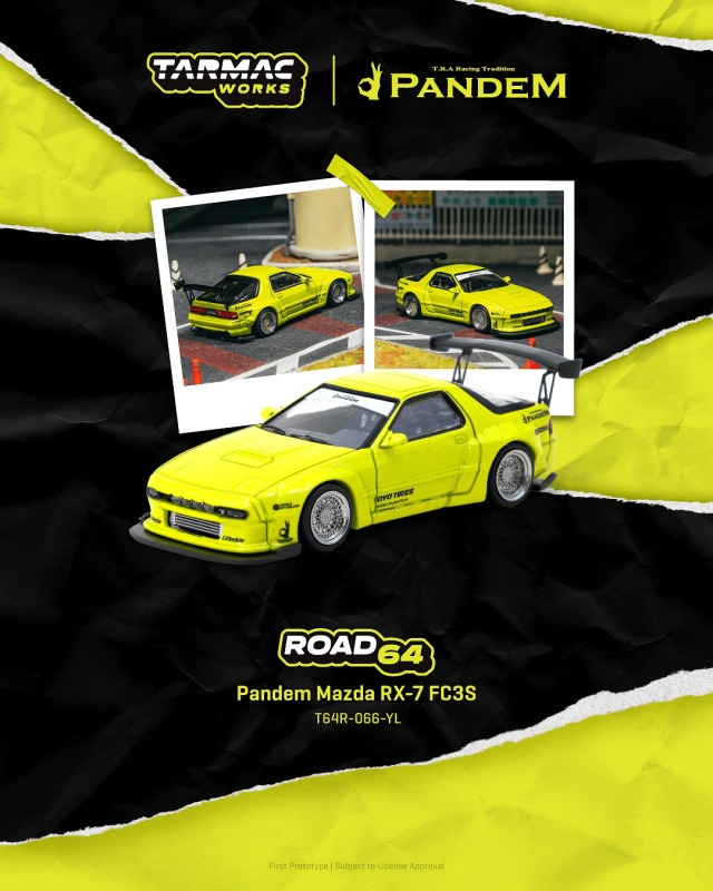 Tarmac(ターマック) 1/64 (ダイキャスト製) Pandem Mazda RX-7 FC3S Yellow