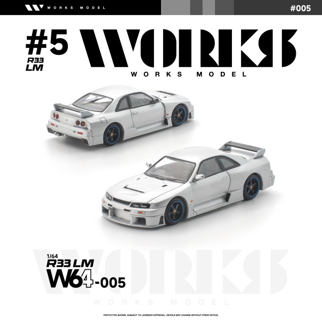 [予約]WORKS Model 1/64 (ダイキャスト製) R33 LM シルバー