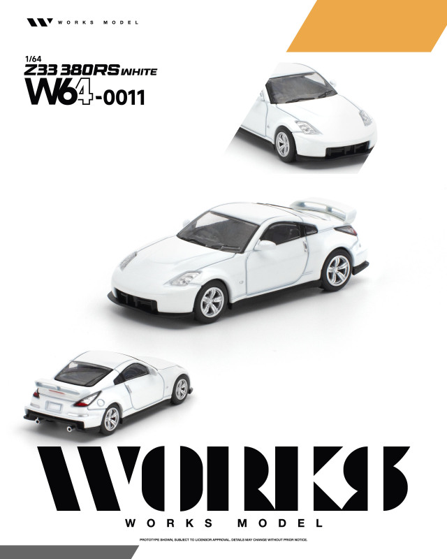 [予約]WORKS Model 1/64 (ダイキャスト製) Z33 380RS ホワイト