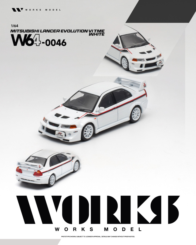 [予約]WORKS Model 1/64 (ダイキャスト製) 三菱 ランサーエボリューション VI トミ・マキネン ホワイト