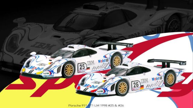 [予約]Spark (スパーク) Sparky × Tiny 1/64 (ダイキャスト製) Porsche 911 GT1 LM 1998 #25 & #26