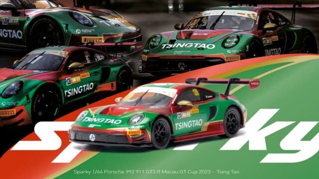 Spark (スパーク) Sparky × Tiny 1/64 Porsche 992 911 GT3 R Macau GT Cup 2023 Tsing Tao