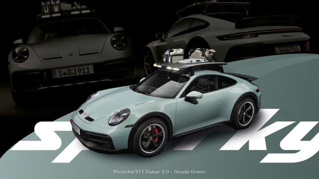 Spark(スパーク) sparky 1/64 (ダイキャスト製) Porsche 911 2023 Dakar 3.0 シェードグリーン
