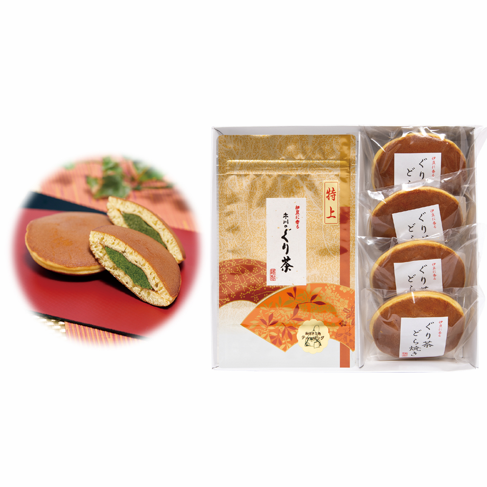 特撰ぐり茶糸付ティーバッグ(3g×24P)×2袋+どら焼き 4個