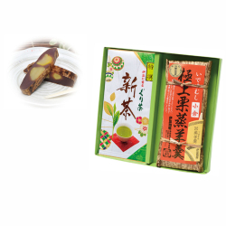 新茶 特撰ぐり茶(100g×2本)+極上栗蒸羊羹(小倉餡 大410g)