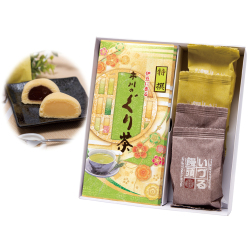 特撰ぐり茶(100g×2本)+いづる饅頭(カスタード) 2個+(チョコレート) 2個