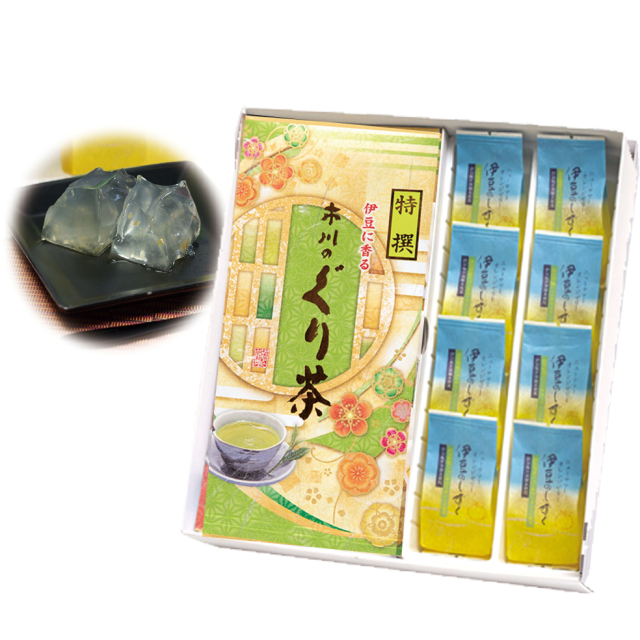 特撰ぐり茶(100g×2本)+伊豆のしずく(ニューサマーオレンジゼリー) 8個