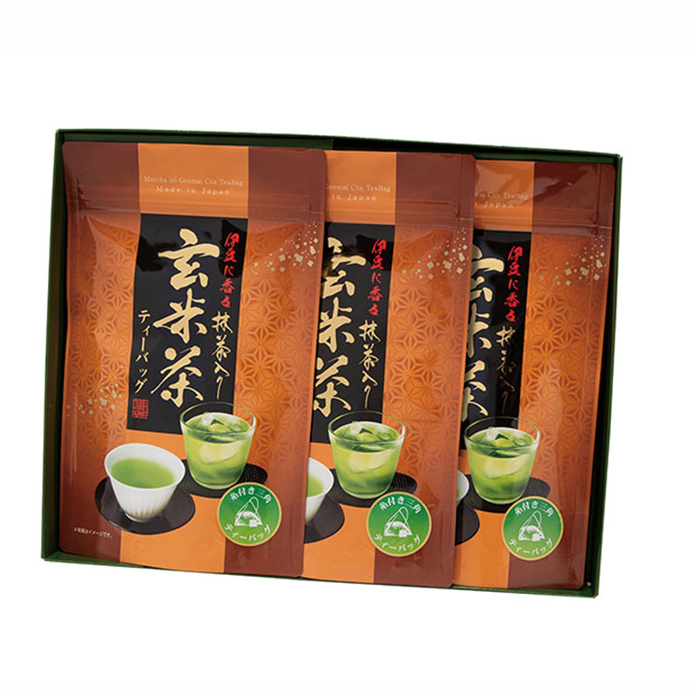 抹茶入り玄米茶糸付ティーバッグ(3g×18P)(3袋or2袋)
