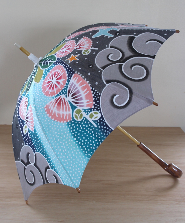 日傘 京都『栗山工房』手染め天然麻 和染紅型 高級日傘 ひまわり 新品