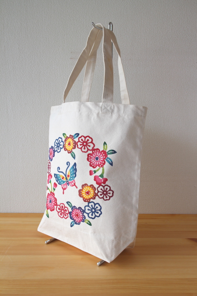 紅型トートバッグ（L）【桜】＜贈り物にもおススメ！＞