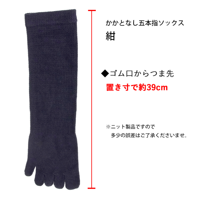 かかとなし五本指ソックス紺