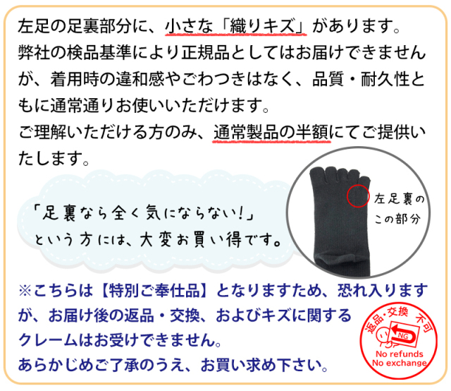 訳あり着圧五本指10Gハイソックス