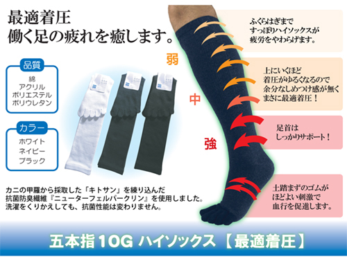 着圧10G五本指ハイソックス