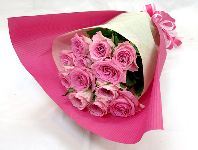 10本のピンクバラの花束 　感謝 　5500円