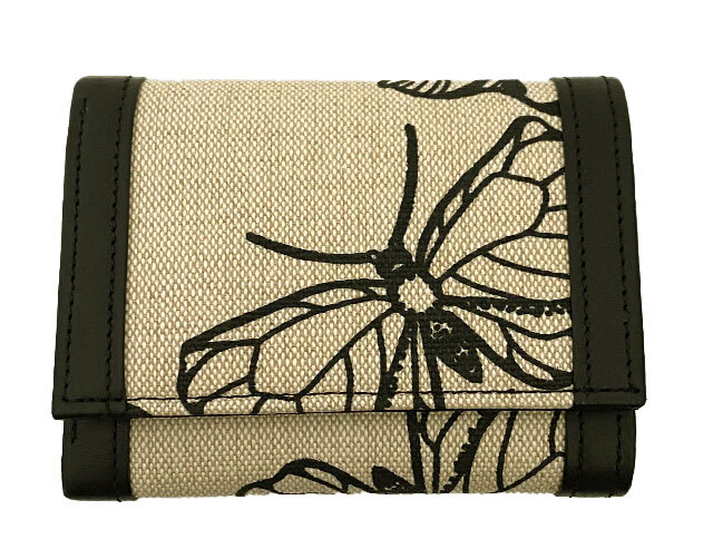 三つ折り財布 コンパクト ミニサイズ 日本製 チューリップ柄 モノクロカラー 自由が丘ha Na ハナ スウェーデンヨブス工房