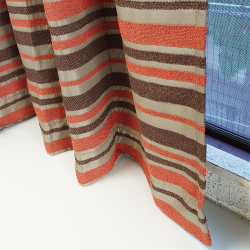 【2枚入り】 カーテン 【シュニール ボーダー】 オレンジ 日本製