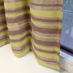 【2枚入り】カーテン 【シュニール ボーダー】 グリーン 日本製