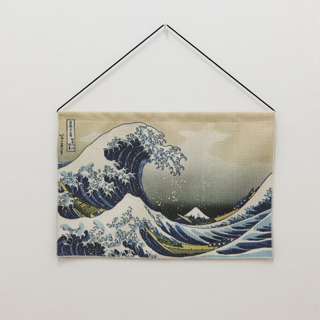 江戸の名作浮世絵 タペストリー 日本製 北斎・広重・写楽 光で輝く