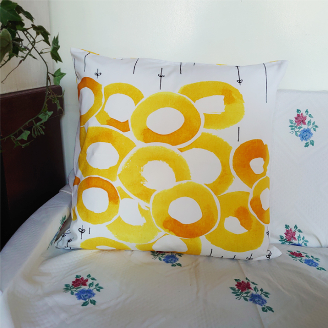 40%OFF】クッションカバー 60×60cm 北欧柄 花柄 イエロー