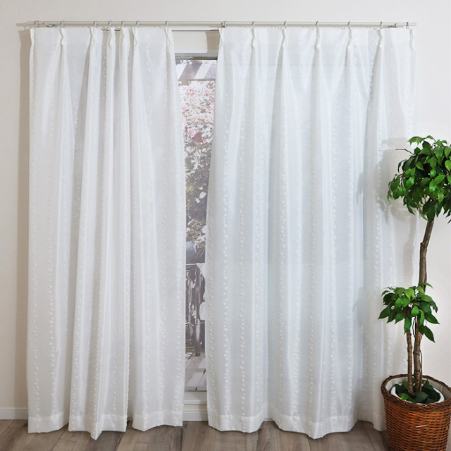 ミラーレースカーテン 【水玉柄】 断熱 保温 UVカット 遮像【31208】