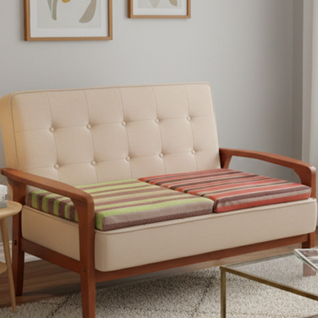 低反発 ソファー用 シートクッション カバー付き 48×48×4cm ストライプ