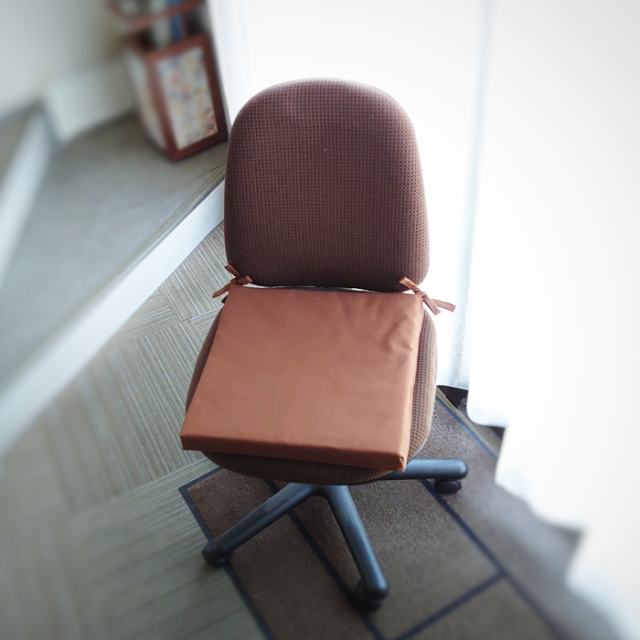 低反発 椅子クッション 38×38×4cm オックス 無地 綿100％ カバー付き