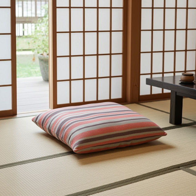 PONTERO ストライプ座布団カバー 55x59cm 座布団カバー 55×59cm ブルー 綿100％｜布団カバー・シーツ｜nishikawa