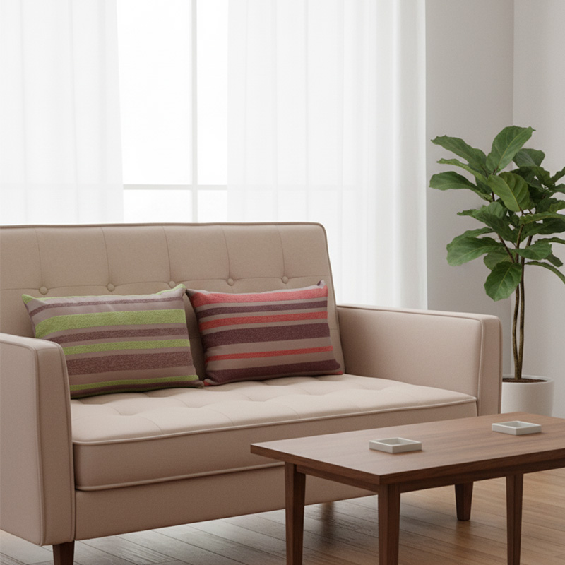 腰当てクッション シュニール 中身付 ストライプ（ボーダー）30×45cm　長方形