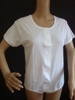 123A_婦人_3分袖前開ワンタッチ_白・ピーチ_サイズM・L