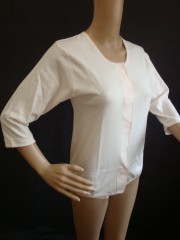 222A_婦人_7分袖前開ワンタッチ_白・ピーチ_サイズM・L